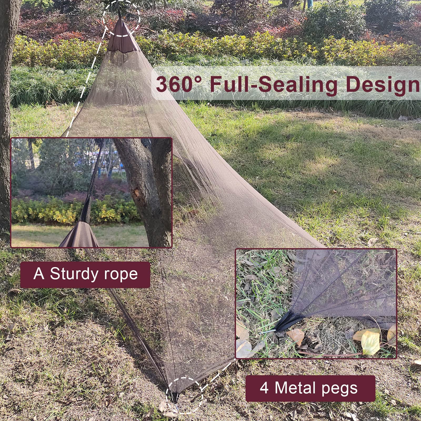 Aventik Edsrdluz 400 Fine Meshes Triangular Outdoor Camping Mosquito Net For Camping Bed Compact, Bug Net With Carry Bag 87'' X