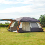 Ktt Extra Large Tent 12 Person,Awning Family Cabin Tents,2 Rooms,3 Doors And 3 Windows With Mesh,Straight Wall,Waterproof,Double