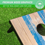 Gosports 3 X 2 Ft Barnwood Design Cornhole Game Set - Includes Two 3 X 2 Ft Boards, 8 Bean Bags, And Carry Case