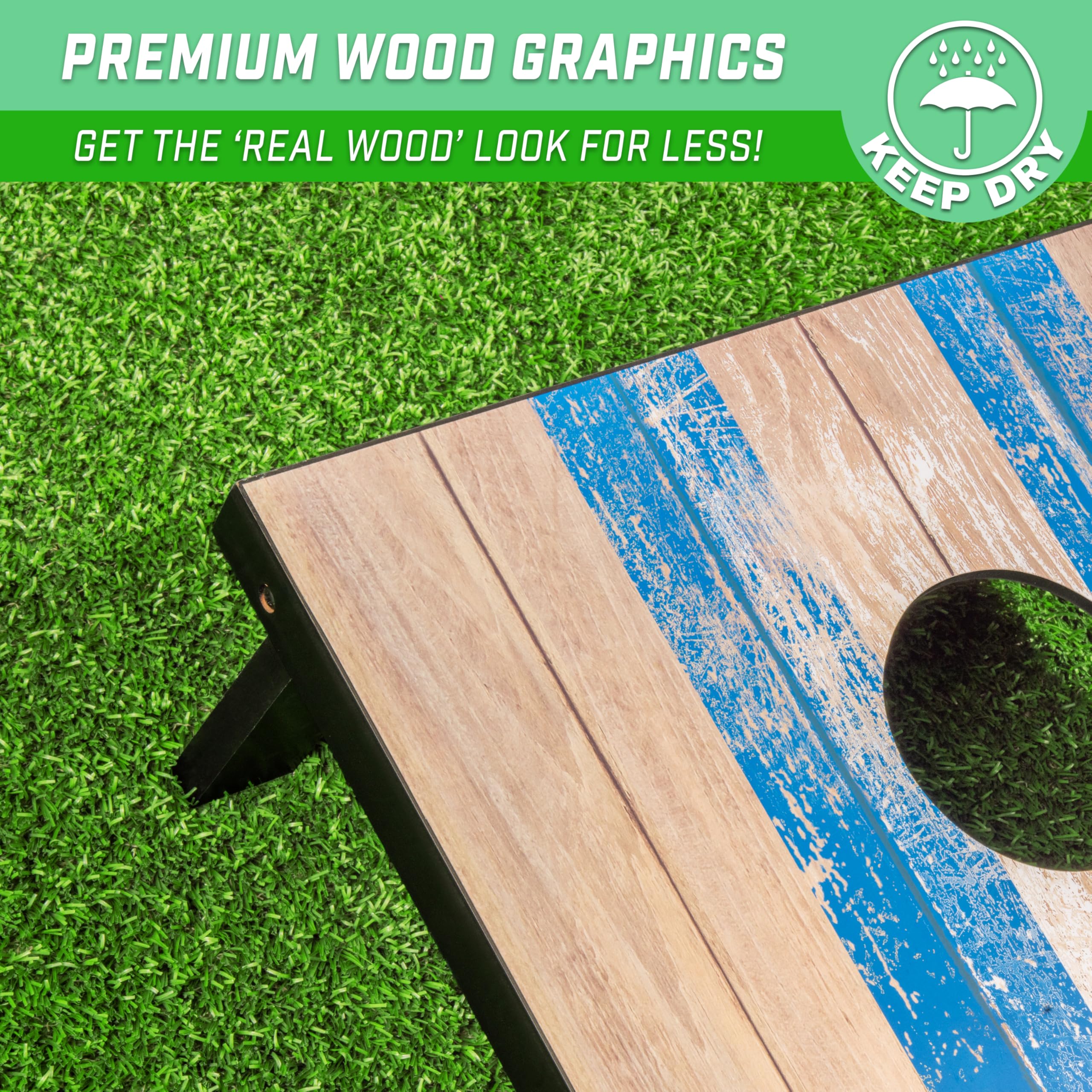 Gosports 3 X 2 Ft Barnwood Design Cornhole Game Set - Includes Two 3 X 2 Ft Boards, 8 Bean Bags, And Carry Case