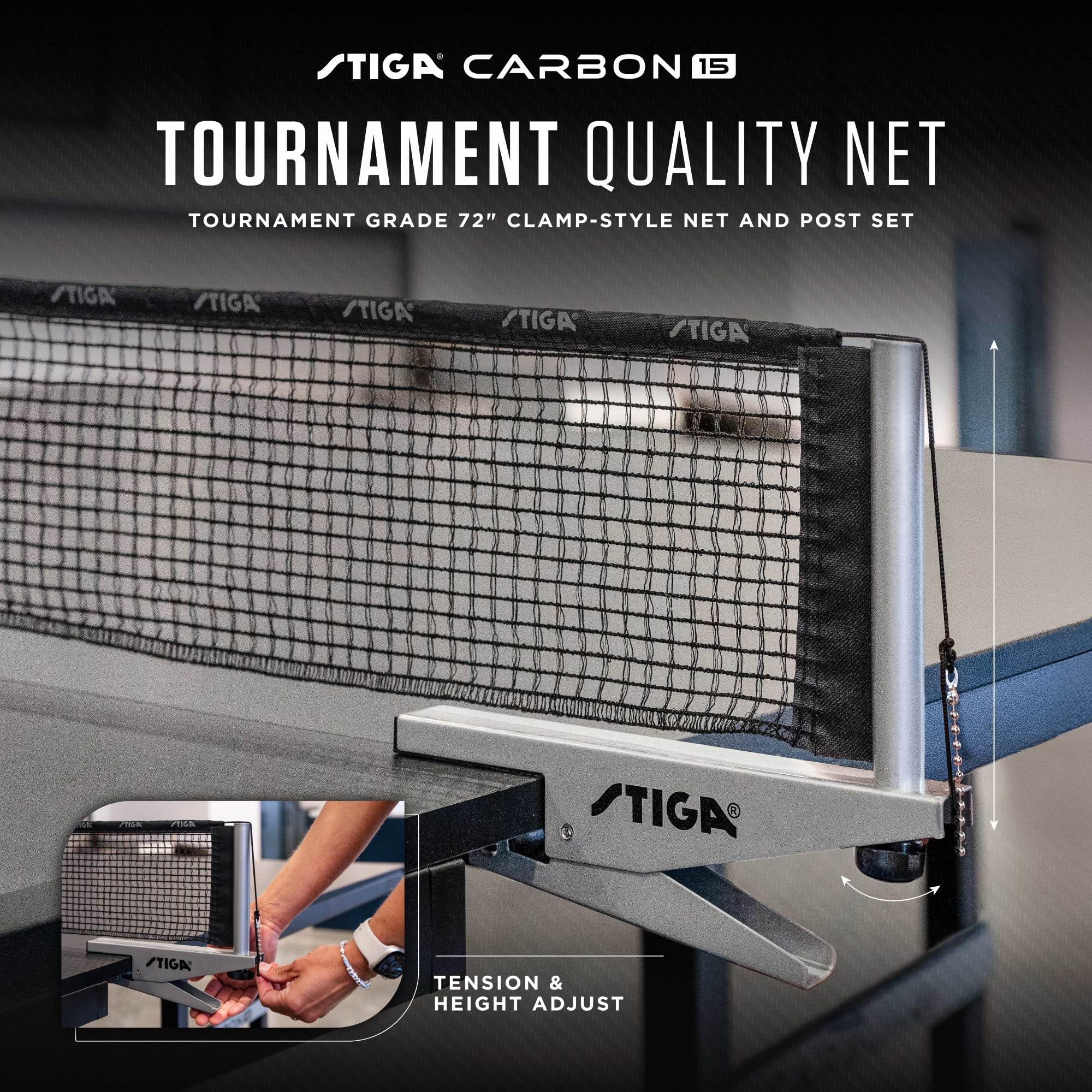STIGA Carbon 15 - Carbon Series Indoor Ping Pong Table - 15mm Table Tennis Playfield, QuickPlay 10-Minute Assembly, Built-in Bal