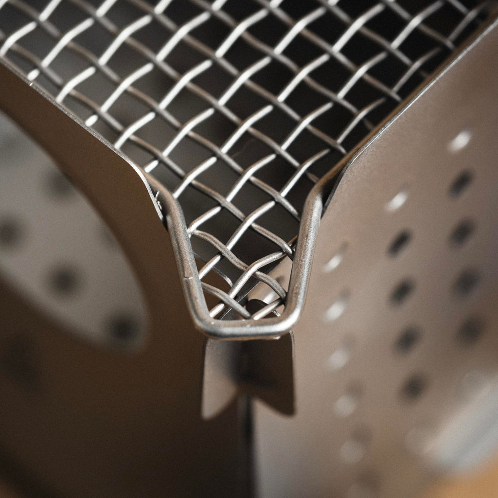 Berleben Stker Titanium Twig Stove - Ultralight Flatpack Camp Stove With Kchen-X Grill Grate, Fuel-Free Organic Burner, Waxed Ca