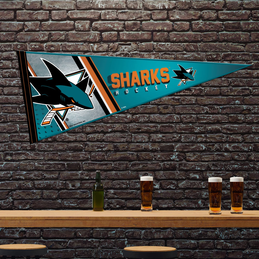 Rico Industries Nhl Hockey San Jose Sharks Primary 12'' X 30'' Felt Wall D  Cor Pennant - Great For Home/Bed Room/Man Cave D  Co