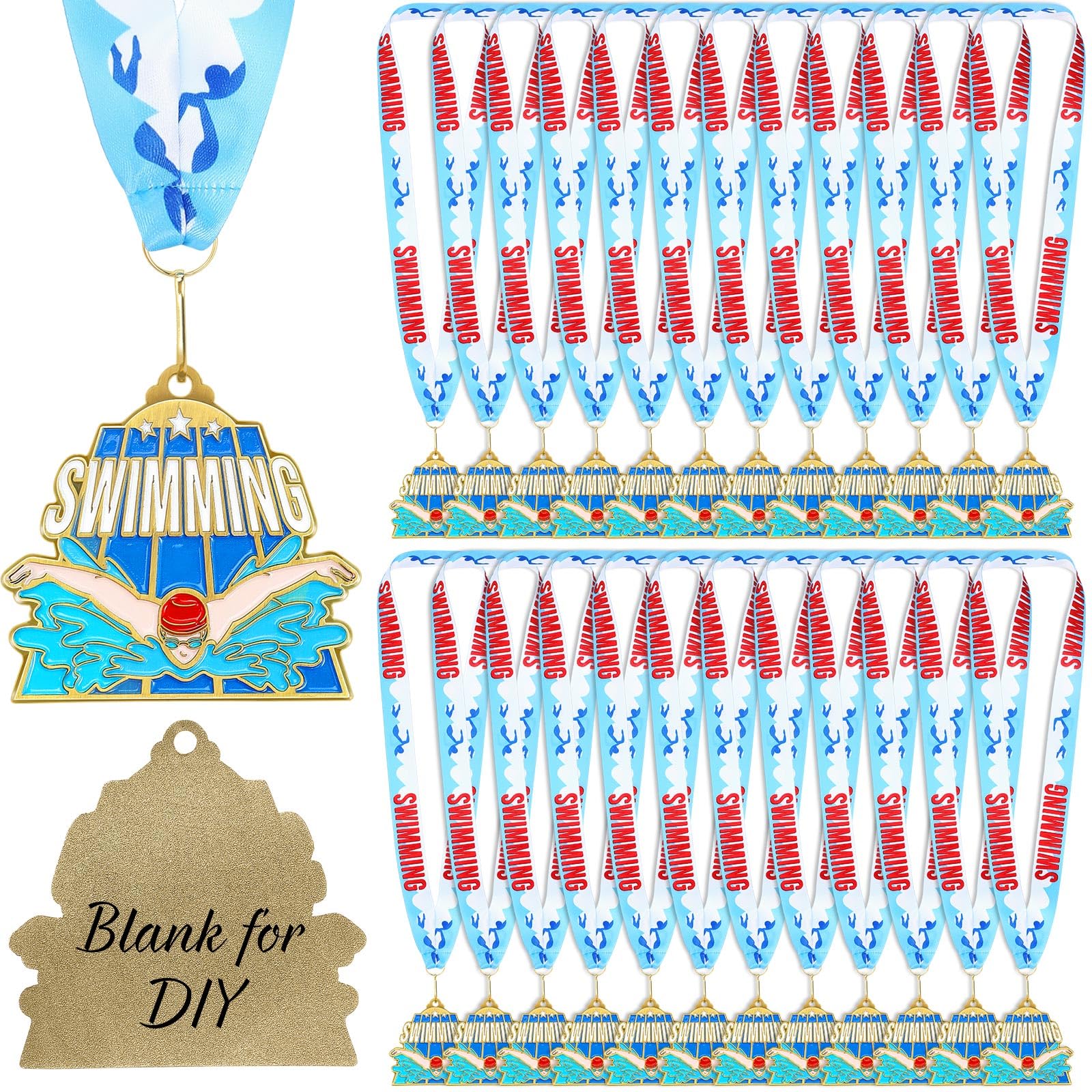Loetere 12/24/36 Pcs 2.56 March Award Medals Bulk with Neck Ribbon Sport Winner Medal Trophy for Team Tournaments Prize Gift Par