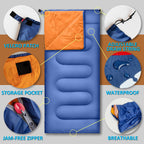 Rioyalo Backpacking Sleeping Bag For Adults Youth - Compact Lightweight Waterproof - 3 Season Cool/Warm Weather - Summer Spring