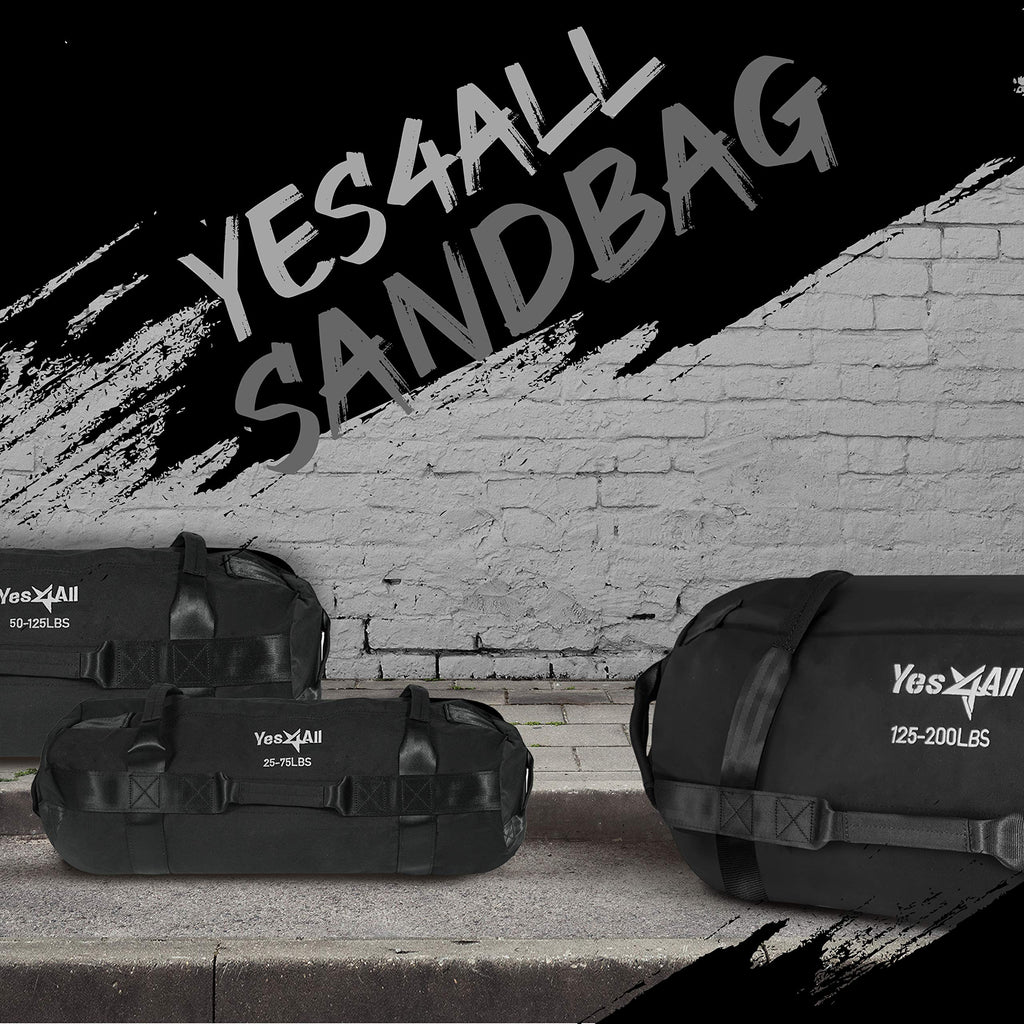 Yes4All Workout Sandbags, Heavy Duty Sandbags For Fitness, Conditioning, Mma & Combat Sports - Black - S
