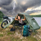 Night Cat Camping Cot Tent - Waterproof 1-Person Off-Ground Combo Cot Bed For Adults Portable Easy Set-Up Tent