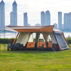 Ktt Extra Large Tent 12 Person(A),Awning Family Cabin Tents,2 Rooms,3 Doors And 3 Windows With Mesh,Straight Wall,Waterproof,Dou