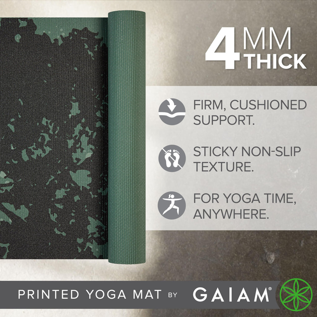 Gaiam Print Yoga Mat, Non Slip Exercise & Fitness Mat for All Types of Yoga, Pilates & Floor Exercises