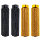 Zelerdo 2 Pairs Aluminum Alloy Bike Pegs For Mountain Bike Cycling Rear Stunt Pegs Fit 3/8 Inch Axles (Pure Black And Yellow, 10