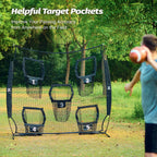 ZELUS Football Throwing Net, 7x7ft Football Training Equipment with 5 Target Pockets for Throwing and Passing Practice, Portable