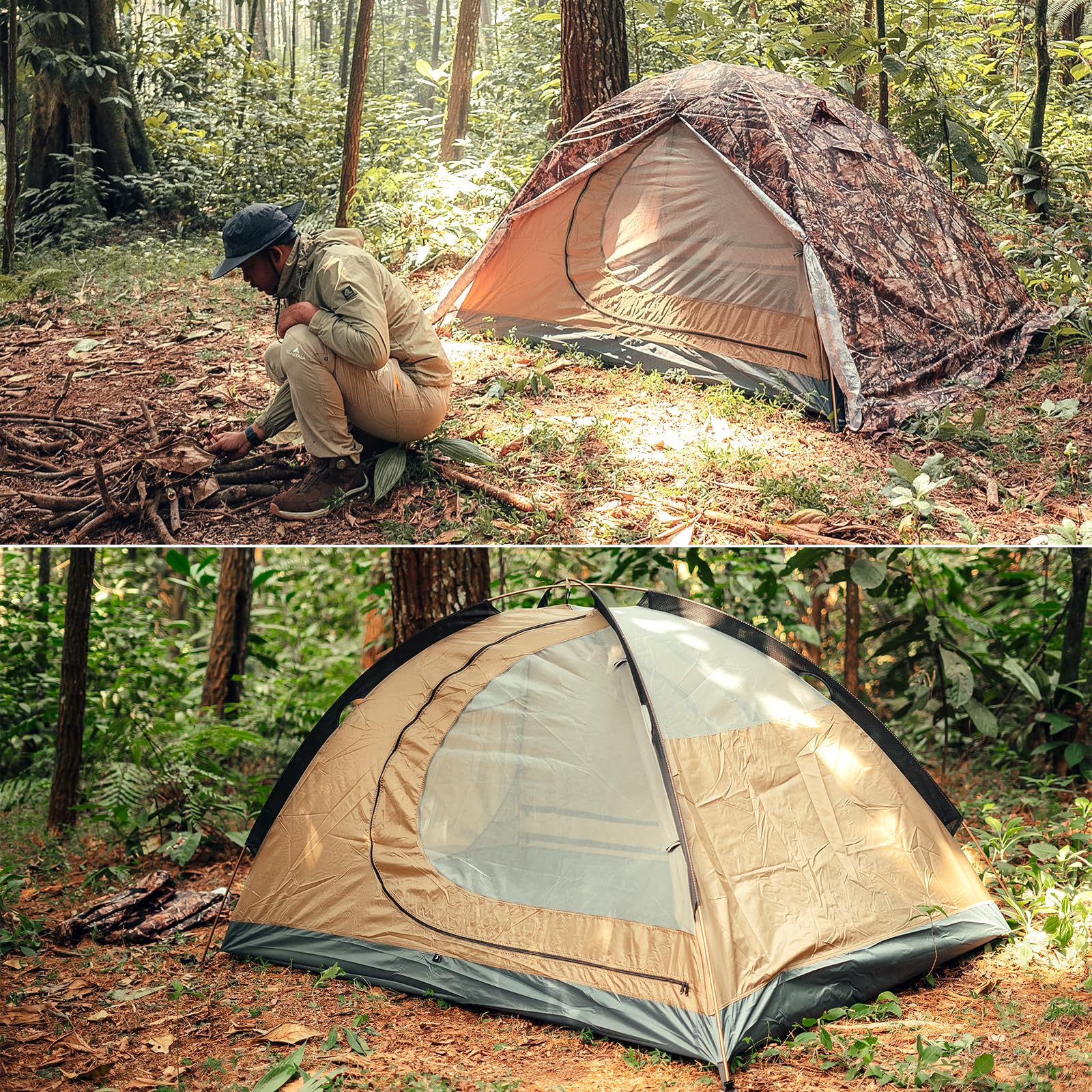Geertop Lightweight Backpacking Tent 4 Season Ultralight Waterproof Camping Tent Double Layer Easy Setup Tent For Outdoor Huntin
