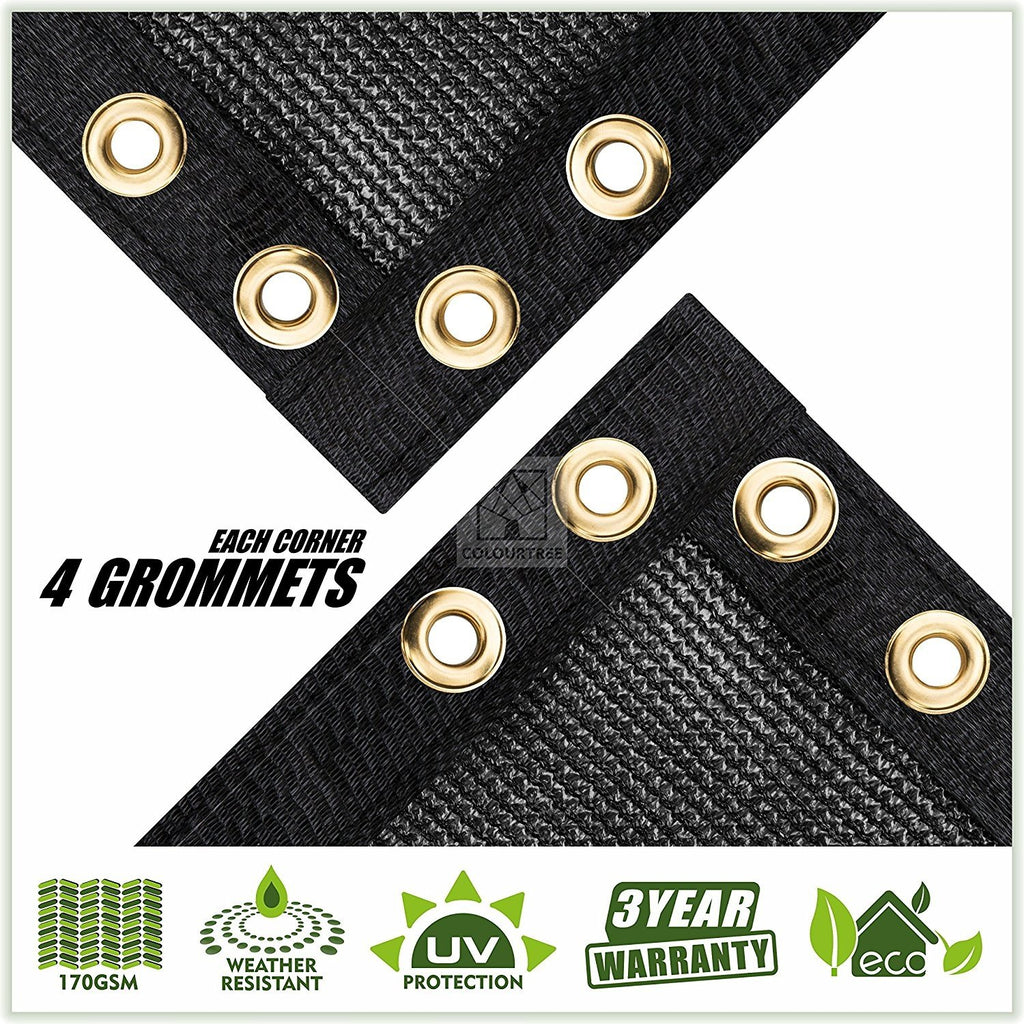 Colourtree 6 X 12 Black Fence Screen Privacy Screen - Commercial Grade 170 Gsm - Heavy Duty - 3 Years Warranty - Cable Zip Ties