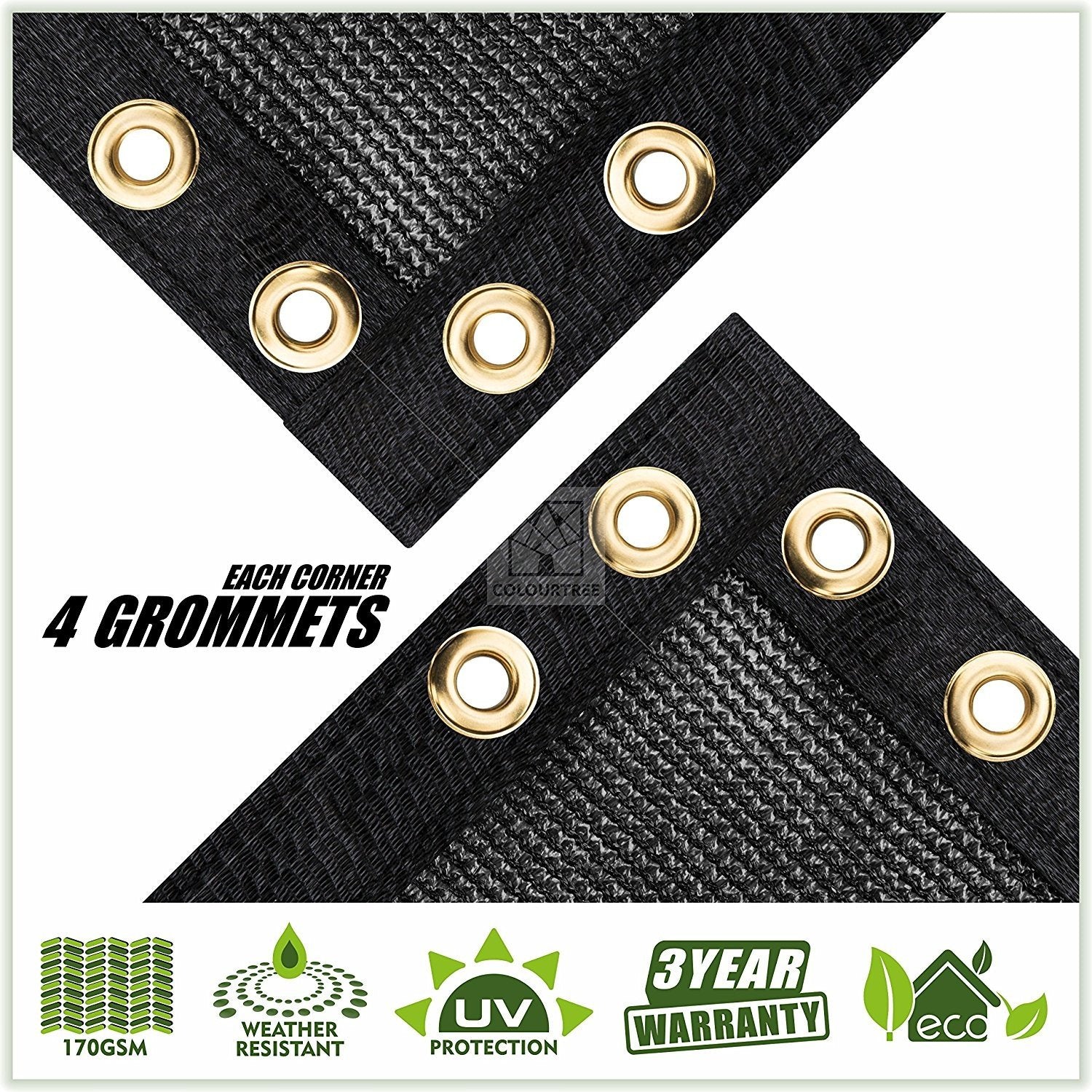 Colourtree Customized Size Fence Screen Privacy Screen Black 6 X 24 - Commercial Grade 170 Gsm - Heavy Duty - 3 Years Warranty -