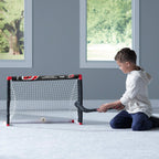 Franklin Sports Carolina Hurricanes Mini Hockey Set - Knee Hockey Goal, Ball, & 2 Hockey Stick Combo Set - Mini Goal Net - Nhl O