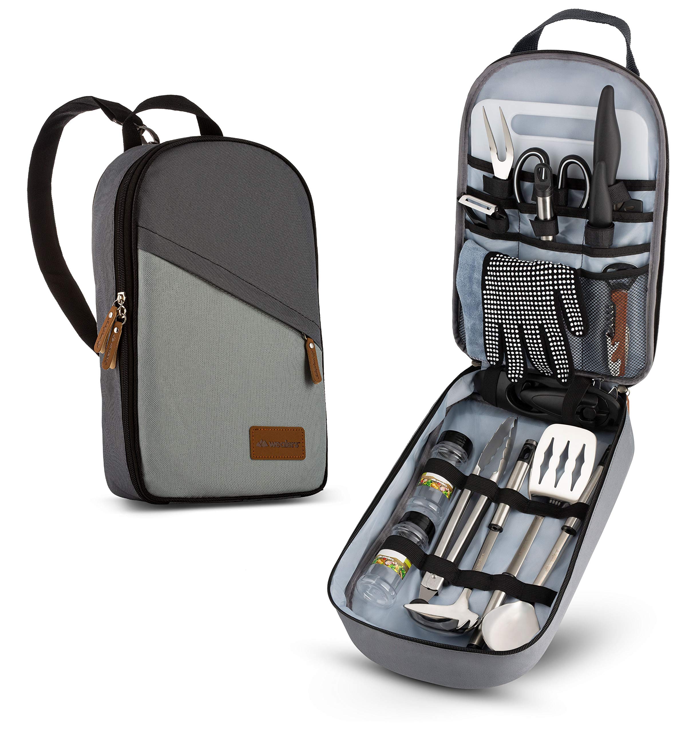 Camp Kitchen Cooking Utensil Set Travel Organizer Grill Accessories Portable Compact Gear For Backpacking Bbq Camping Hiking Tra