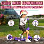 SereneLife 3 Wheel Scooter for Toddlers & Kids, Foldable Seat, LED Wheels, Adjustable Handlebar, Anti-Slip Deck, Rear Foot Brake