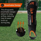 Malaga Soccer Shin Guard with Adjustable Straps-Black/N. Orange - Vizari Sports