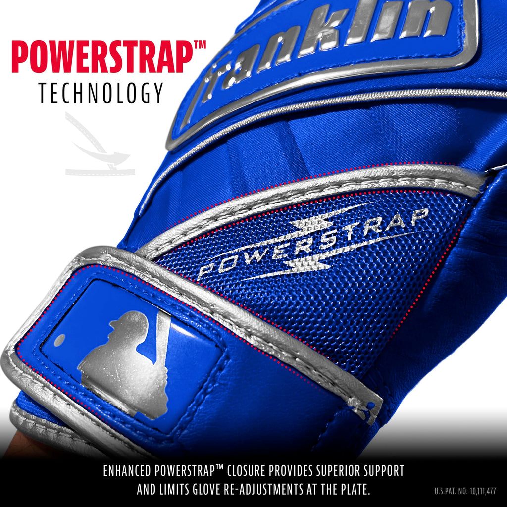 Franklin Sports Chrome Powerstrap Batting Gloves - Royal - Youth Large