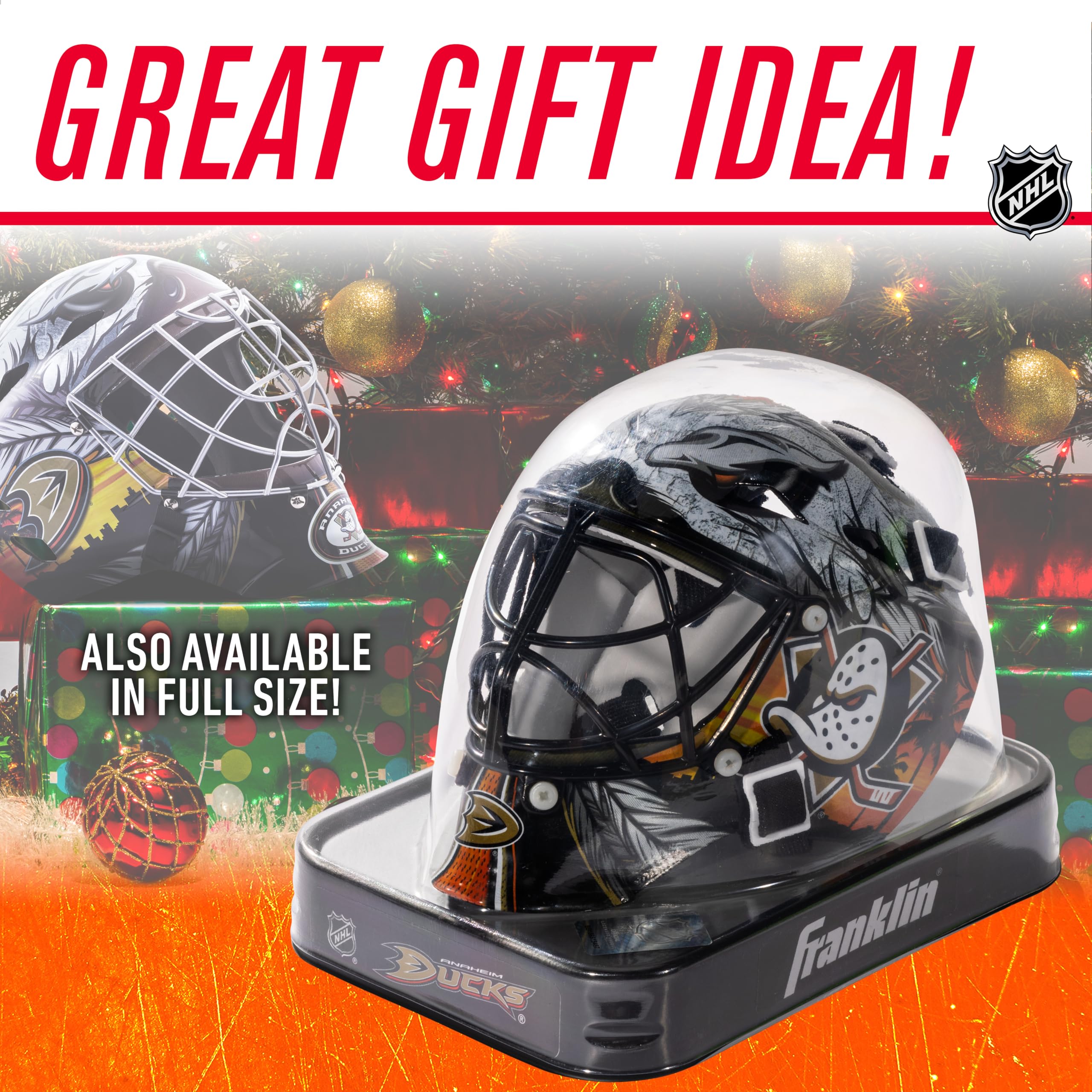 Franklin Sports Anaheim Ducks Nhl Team Logo Mini Hockey Goalie Mask With Case - Collectible Goalie Mask With Official Nhl Logos