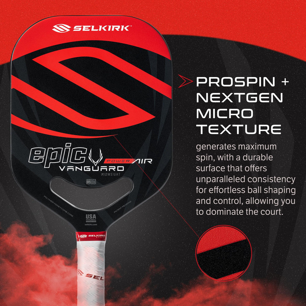 Selkirk Vanguard Power Air Pickleball Paddles | Carbon Fiber Pickleball Paddle | 360 Proto Molding & Flexfoam Perimeter | Design