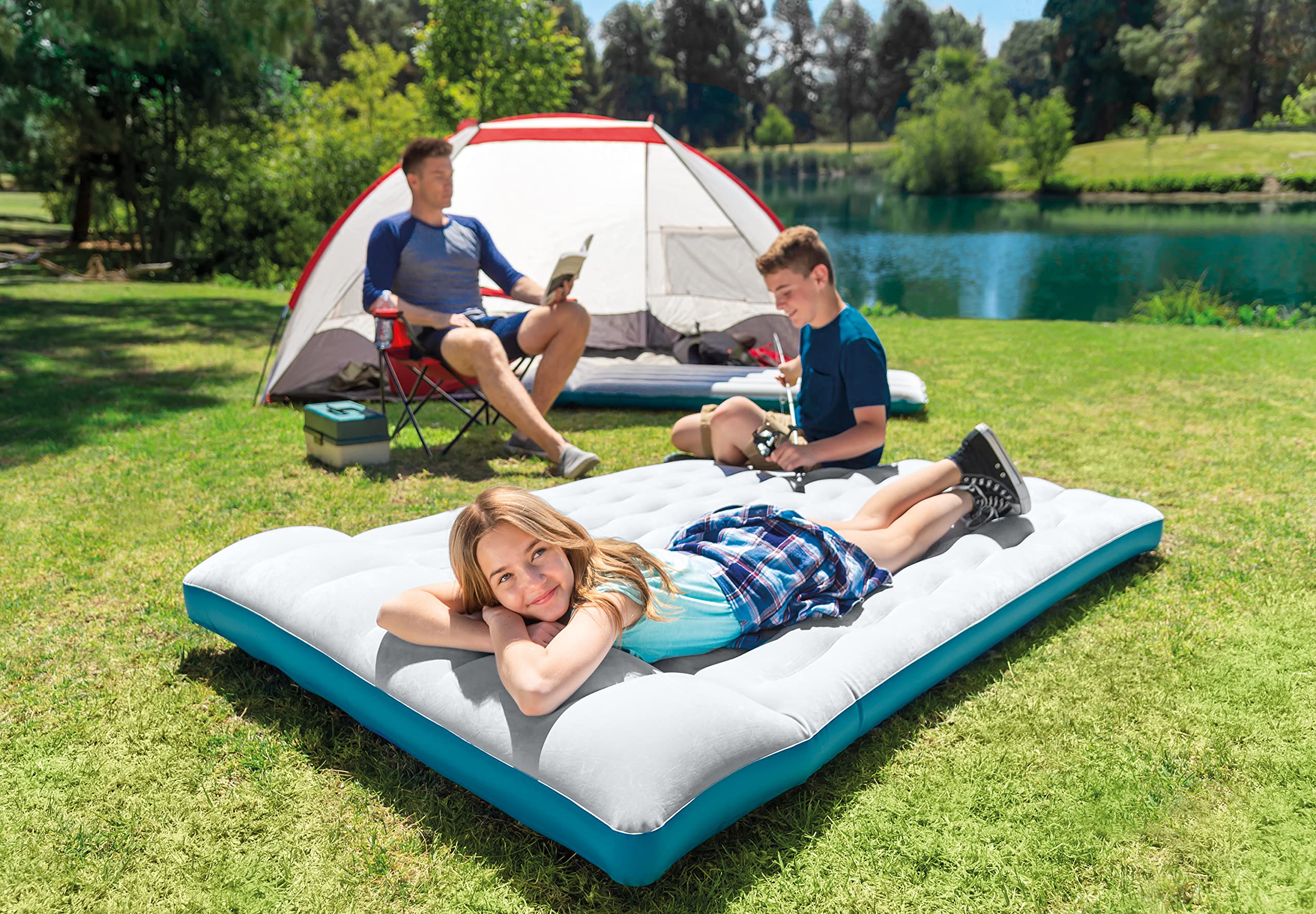 Intex 67997E Camping Mat 26.5'' X 72.5'': Durable Outdoor Use - 2-Ply Laminate - Velvety Surface - Unique Construction - 300Lb W