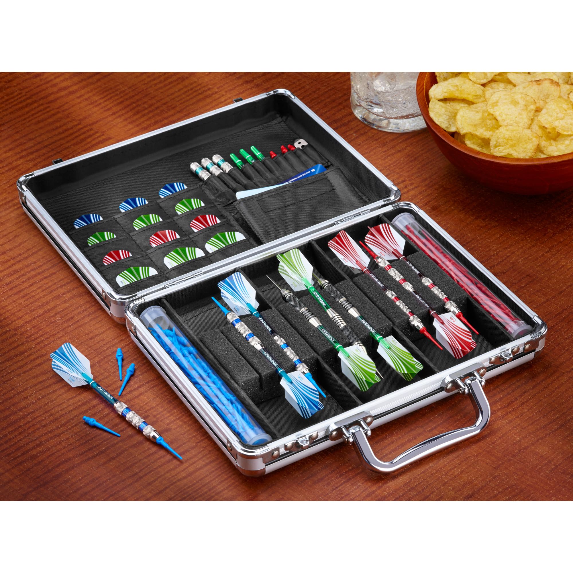 Casemaster Legion Aluminum Dart Case Holds 9 Steel Tip And Soft Tip Darts With Extra Space To Keep Flights In Shape, And Numerou