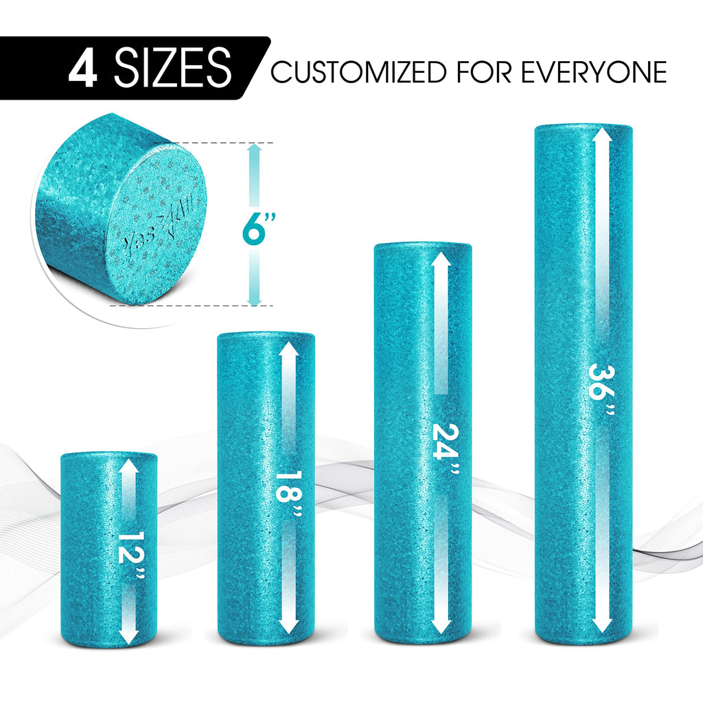 Yes4All High-Density EPP Round Back Roller Foam, Exercise Foam Roller for Yoga, & Pilates, Multiple Sizes and Colours, Turquoise