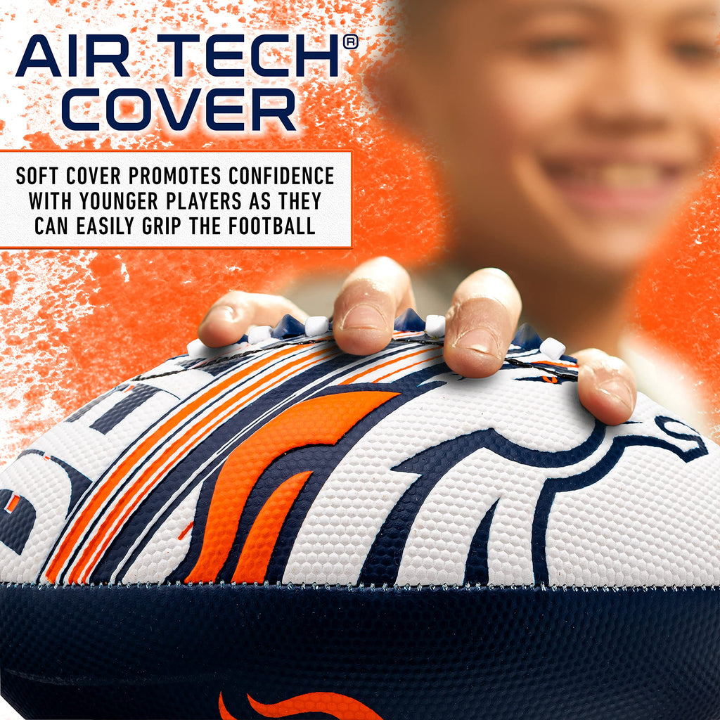 Franklin Sports Nfl Denver Broncos Football - Youth Mini Football - 8.5'' Junior Size Ball - Spacelace Easy Grip Texture- Perfec