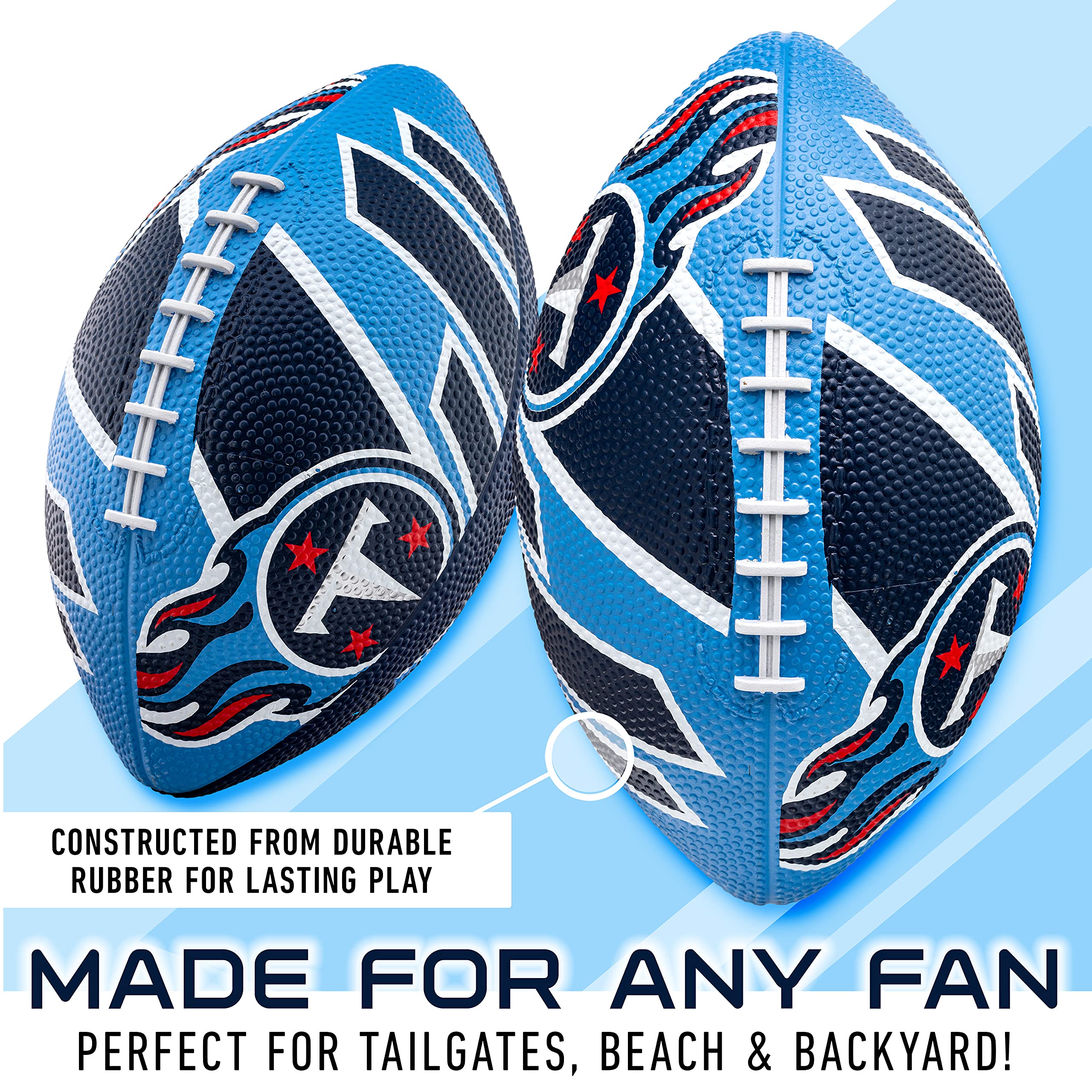 Franklin Sports Nfl Tennessee Titans Football - Youth Football - Mini 8.5'' Rubber Ball - Perfect For Kids - Team Logos And Colo