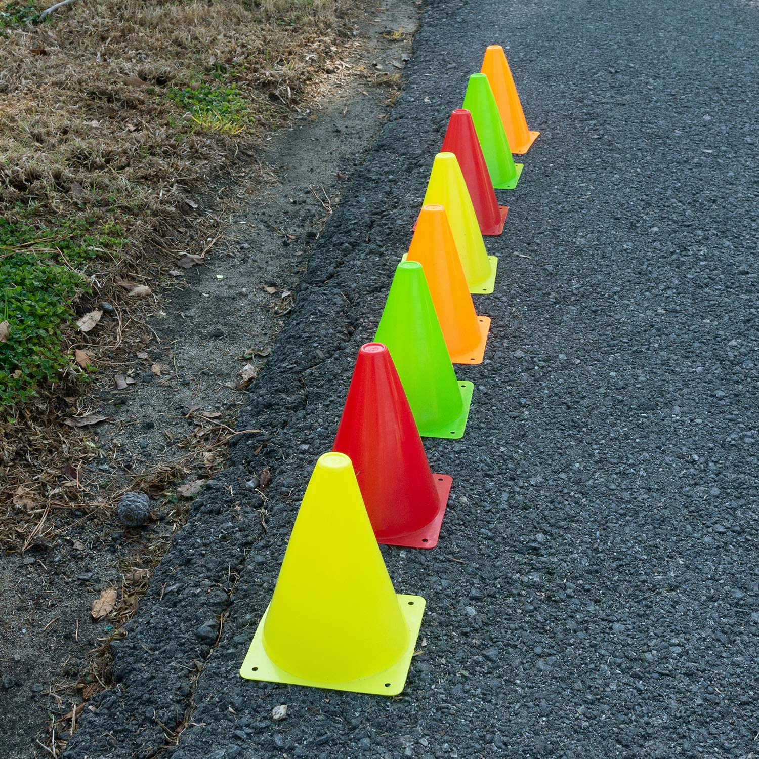 Super Z Outlet 7.5'' Bright Neon Colored Orange, Yellow, Red, Green Cones Sports Equipment For Fitness Training, Traffic Safety