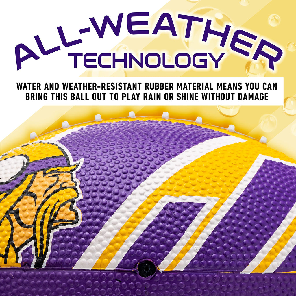 Franklin Sports Nfl Minnesota Vikings Football - Youth Football - Mini 8.5'' Rubber Ball - Perfect For Kids - Team Logos And Col