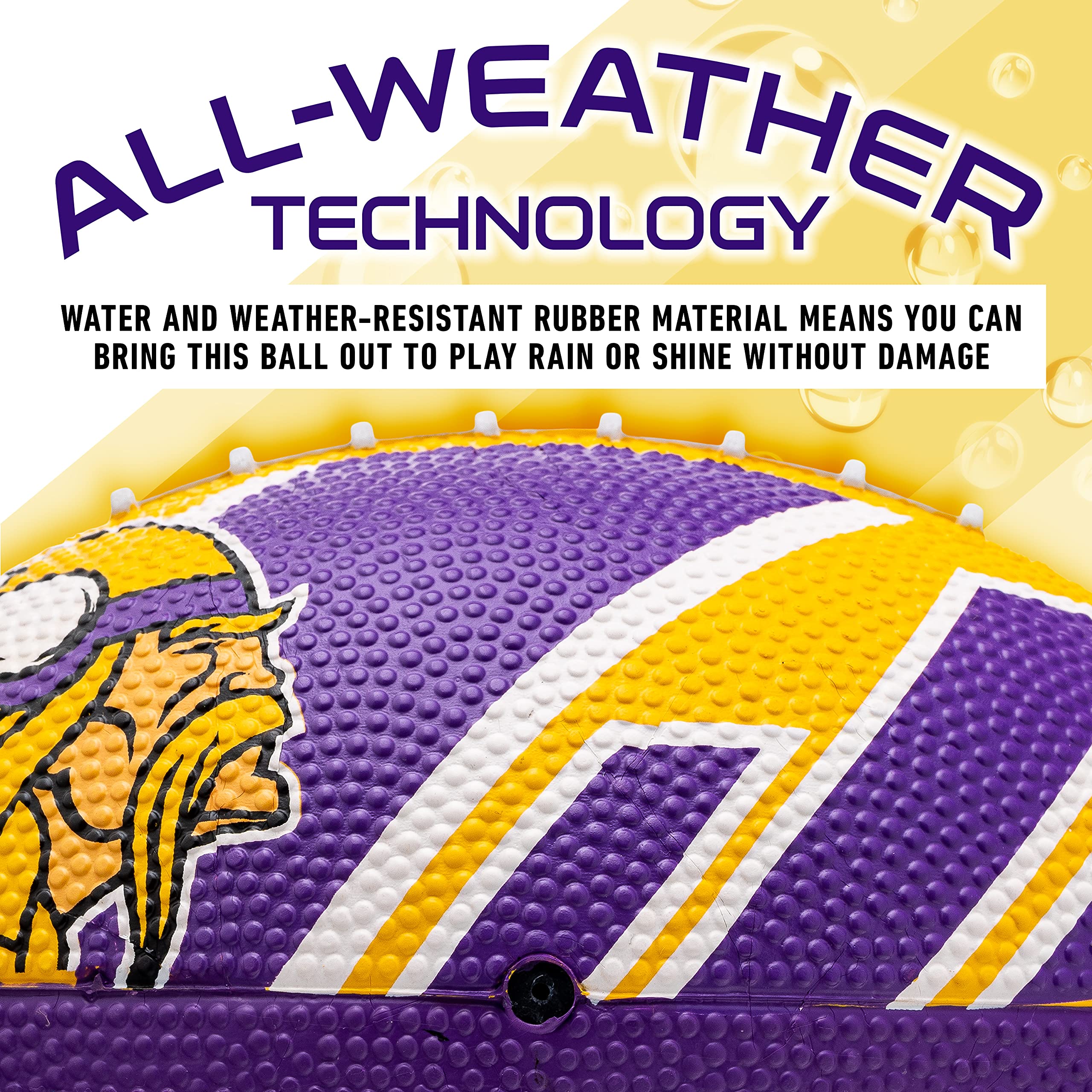 Franklin Sports Nfl Minnesota Vikings Football - Youth Football - Mini 8.5'' Rubber Ball - Perfect For Kids - Team Logos And Col