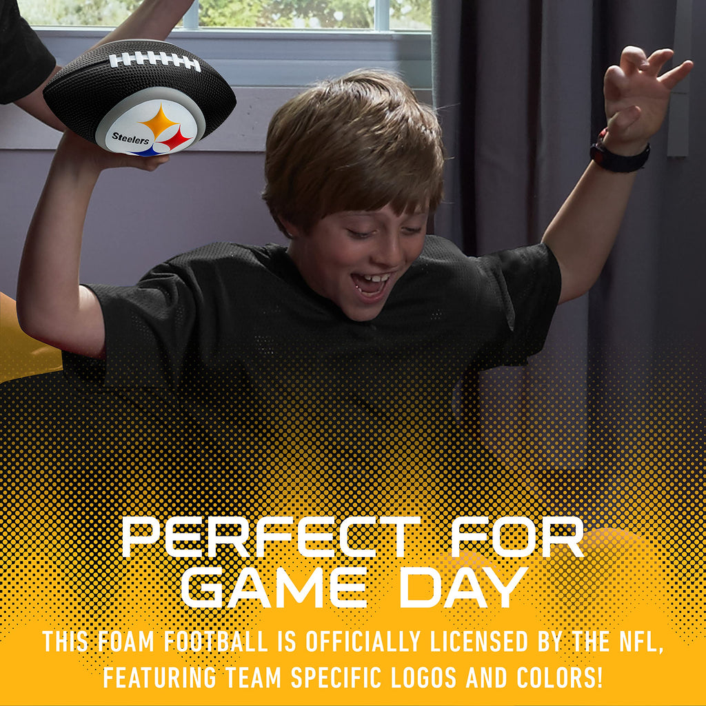 Franklin Sports Nfl Pittsburgh Steelers Football - Kids Foam Football - Soft Football - Mini Size - Perfect For Gameday - 8.5''