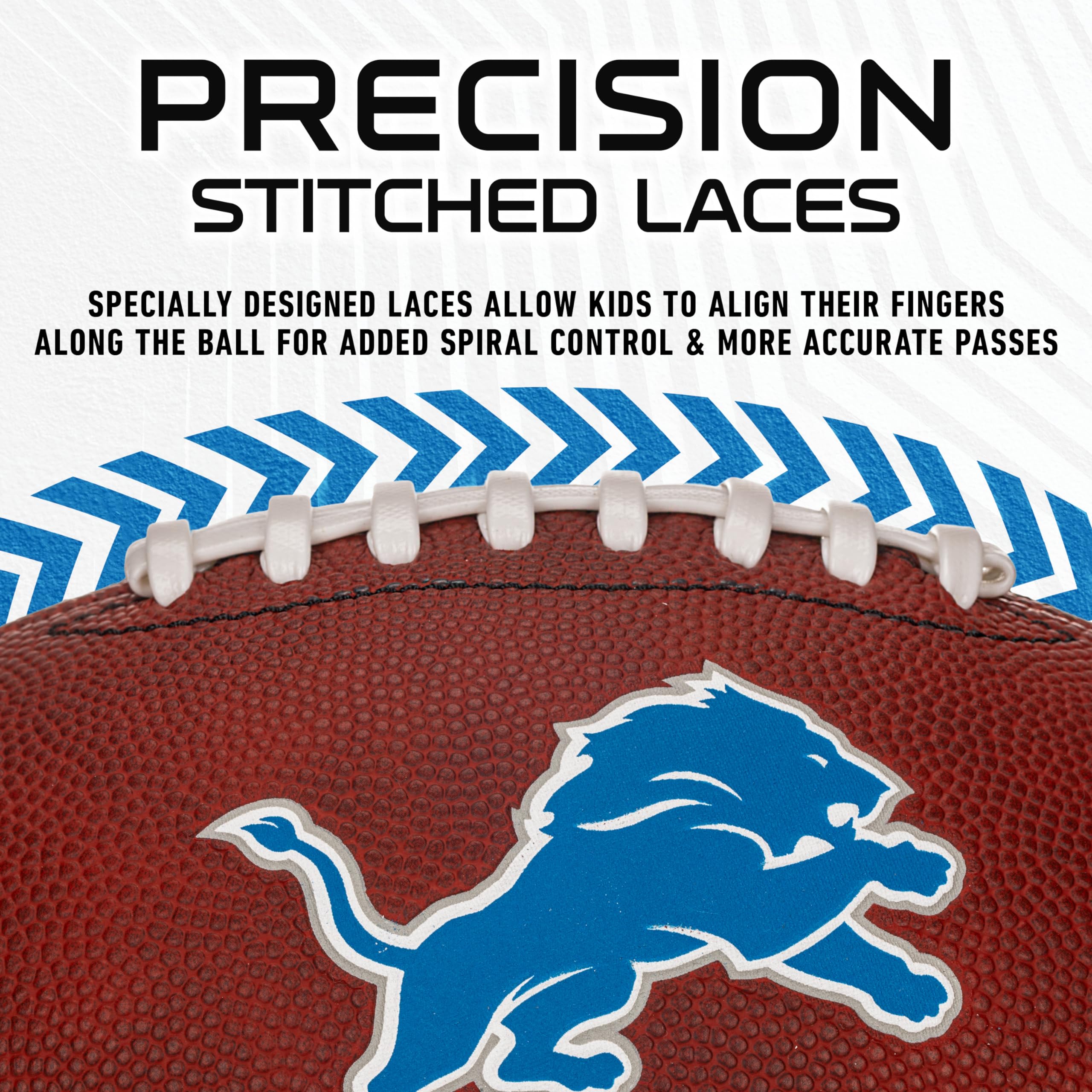 Franklin Sports Nfl Detroit Lions Football - Youth Junior Size Football For Kids - Official Nfl Team Logo + Colors Youth Ball -