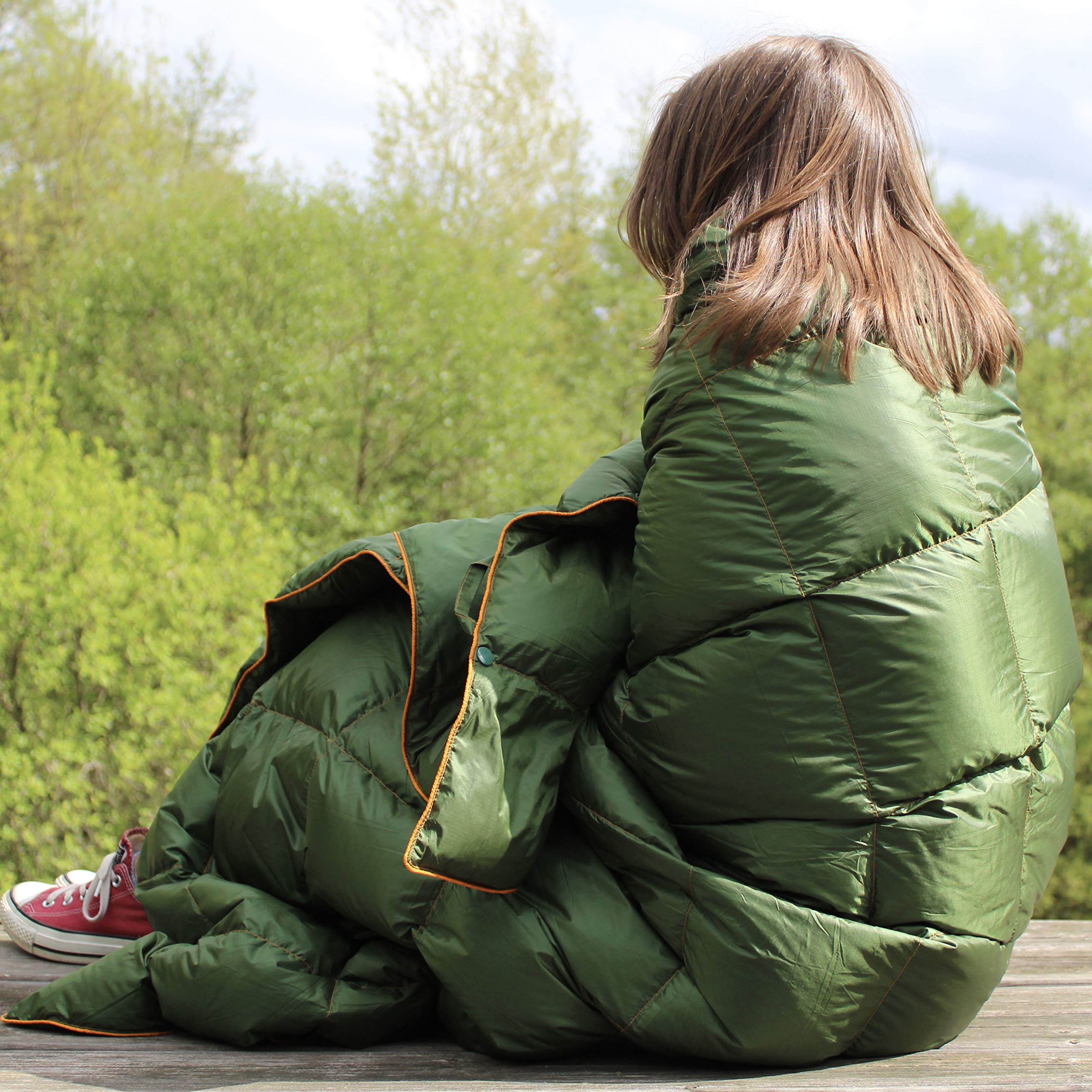 Horizon Hound Down Camping Blanket - Gr-20, Green Travel Blanket | Sustainable Insulated Down | Lightweight & Warm Quilt For Cam