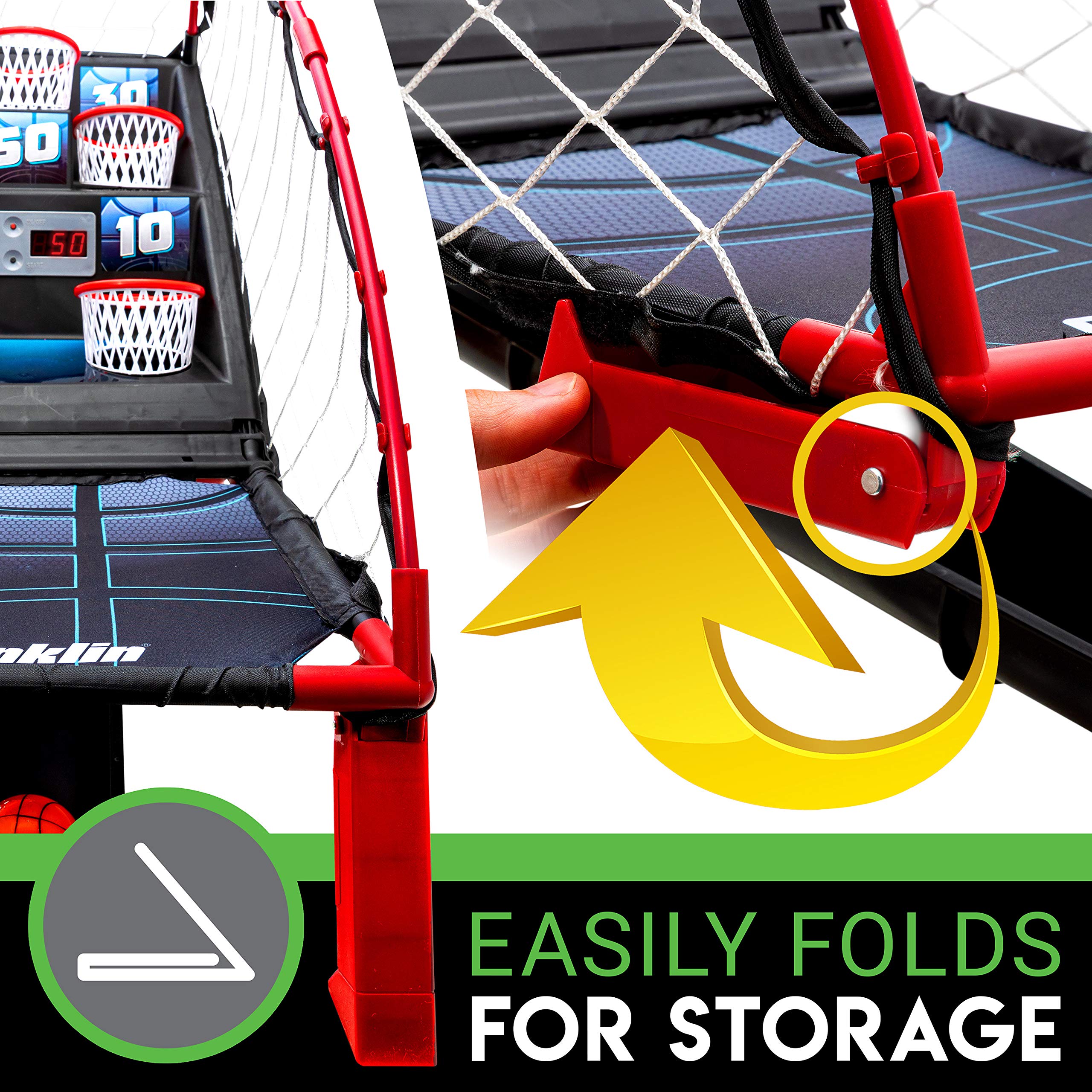 Franklin Sports Basketball Arcade Game - Table Top Bounce A Bucket Shootout Basketball Game - Indoor Electronic Basketball Gamer