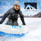 Franklin Sports Arctic Trails Single Person Inflatable Snow Sled - Heavy Duty Snow Tube For Kids - Long Lasting Fun - Blue/White