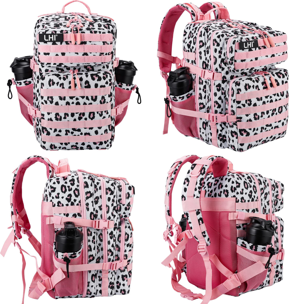 LHI Military Tactical Backpack for Men and Women 45L Army 3 Days Assault Pack Bag Large Rucksack with Molle System - Pink Leopar