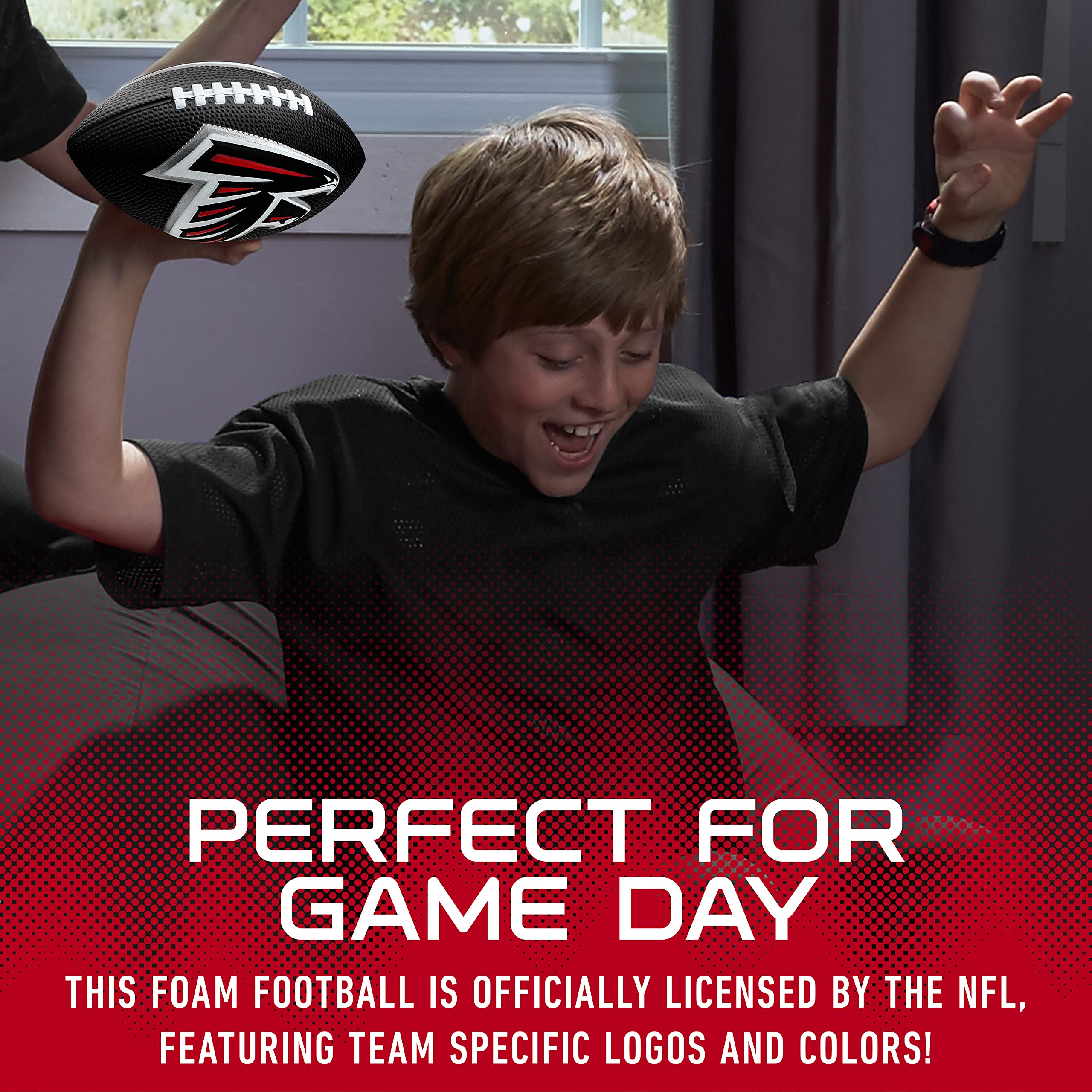 Franklin Sports Nfl Atlanta Falcons Football - Kids Foam Football - Soft Football - Mini Size - Perfect For Gameday - 8.5'' 3D L