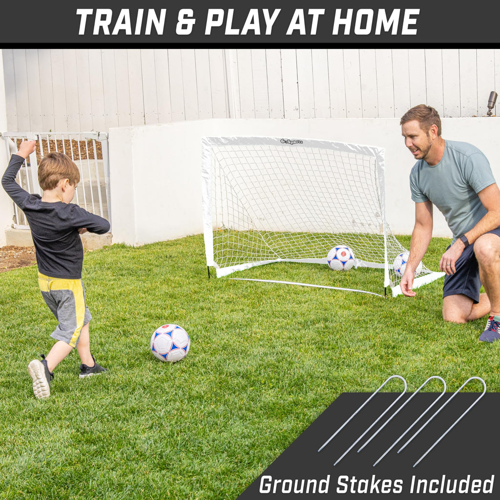 Gosports Team Tone 4 Ft X 3 Ft Portable Soccer Goal For Kids - Pop Up Net For Backyard - White