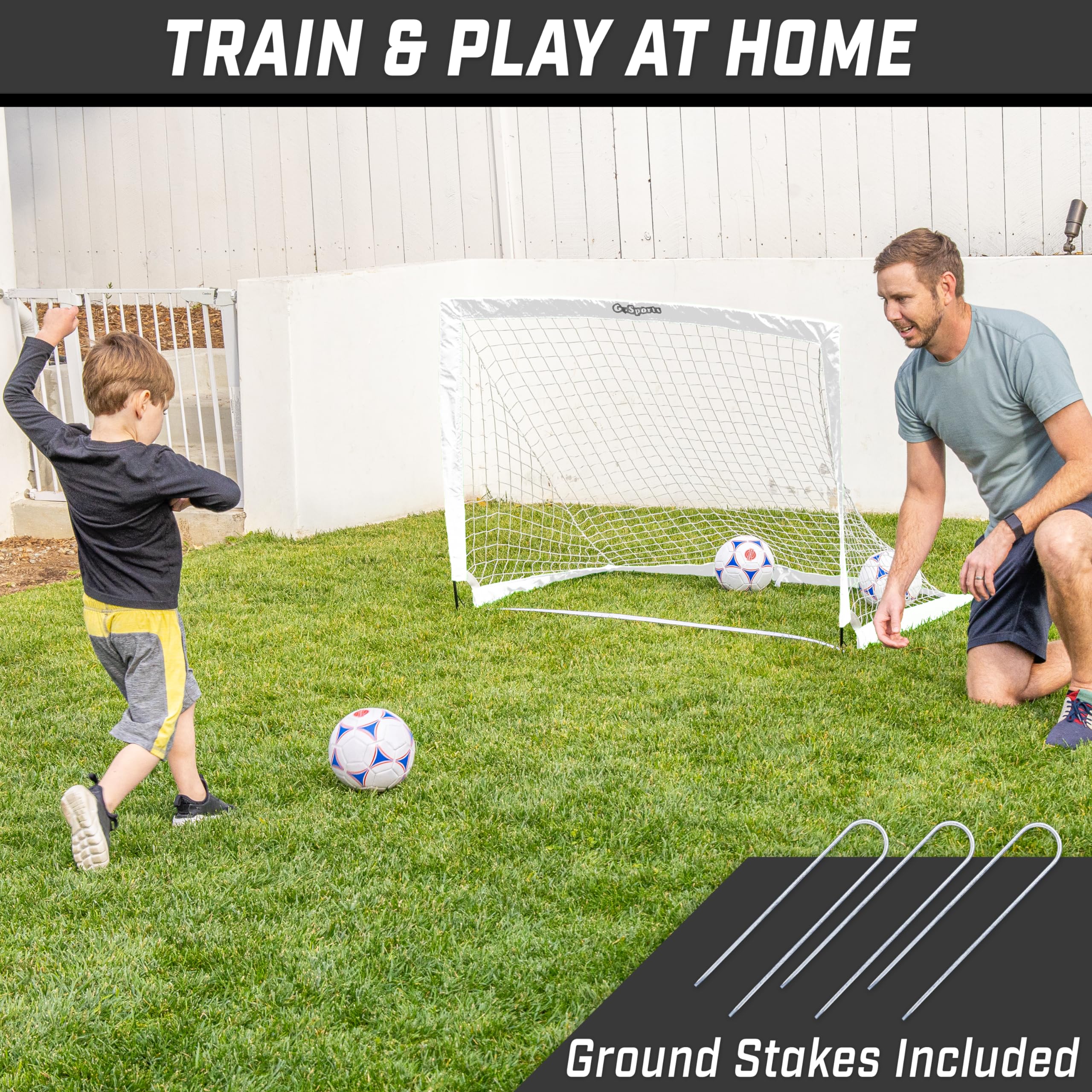 Gosports Team Tone 4 Ft X 3 Ft Portable Soccer Goal For Kids - Pop Up Net For Backyard - White