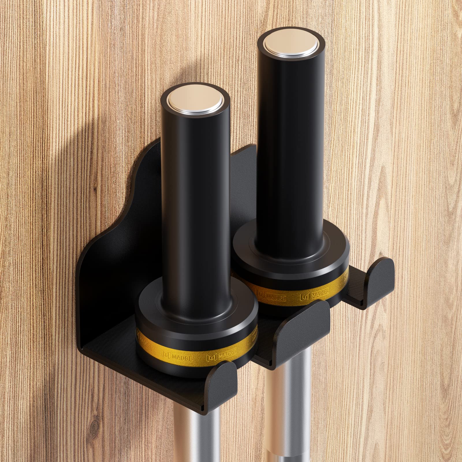 JNIHEEP Barbell Holder,Garage Gym Bar Wall Rack with 2 Bar Holders for Hanging Olympic Barbells, Curl Bars, Chains,Resistance Ba
