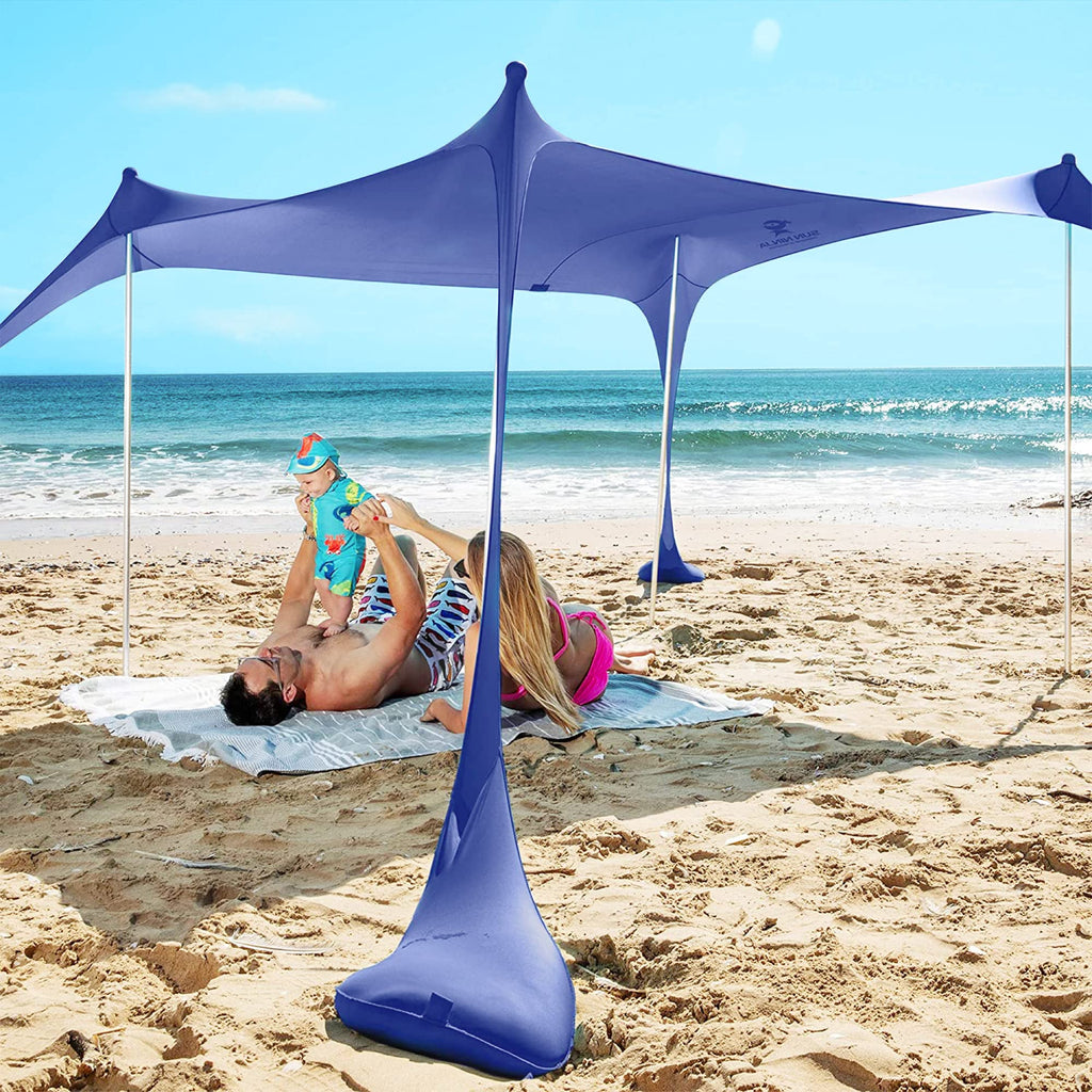 Sun Ninja Beach Tent Sun Shelter Upf50+ - Easy Pop Up Beach Canopy - Outdoor Shade For Camping Trips, Fishing, Backyard Fun Picn