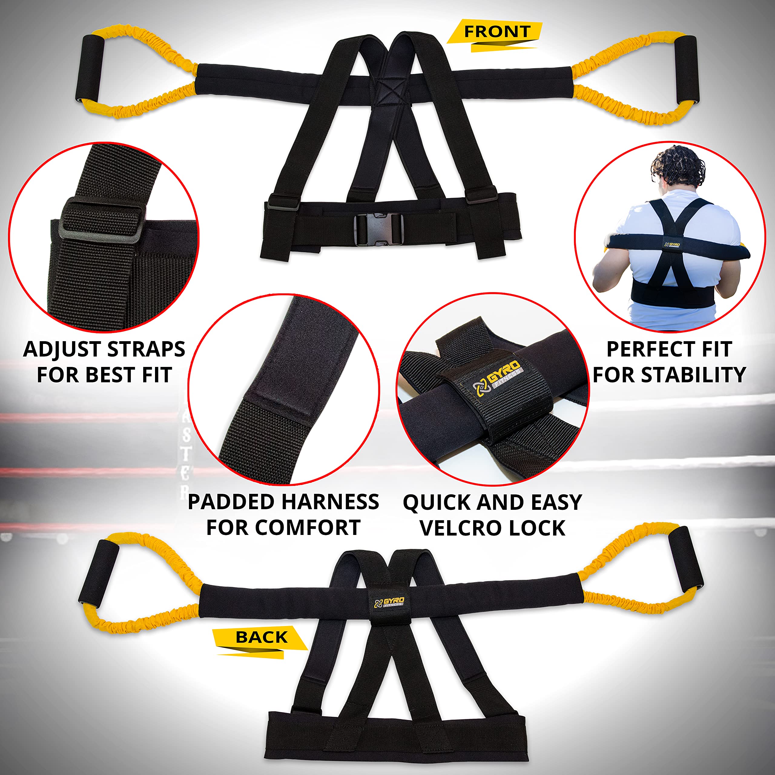 Gyro Fitness | Shadow Boxer Pro | Boxing Resistance Bands Set For Shadow Boxing, Comes With Ankle Cuffs | Ideal Addition To Your