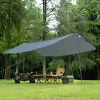 Free Soldier Camping Tarp Waterproof Portable Multifunctional Outdoor Traveling Awning Backpacking Shelter Rain Tarp (Blue Gray