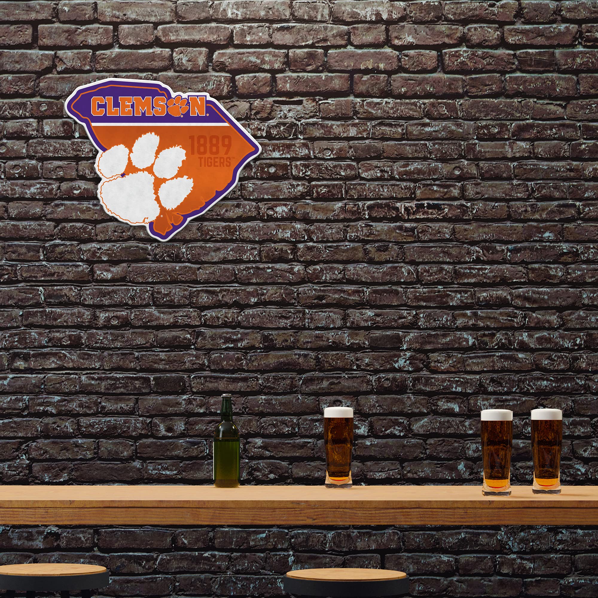 Rico Industries Ncaa Clemson Tigers State Shape Shape Cut Pennant - Home And Living Room D  Cor - Soft Felt Ez To Hang, 18X0.10X