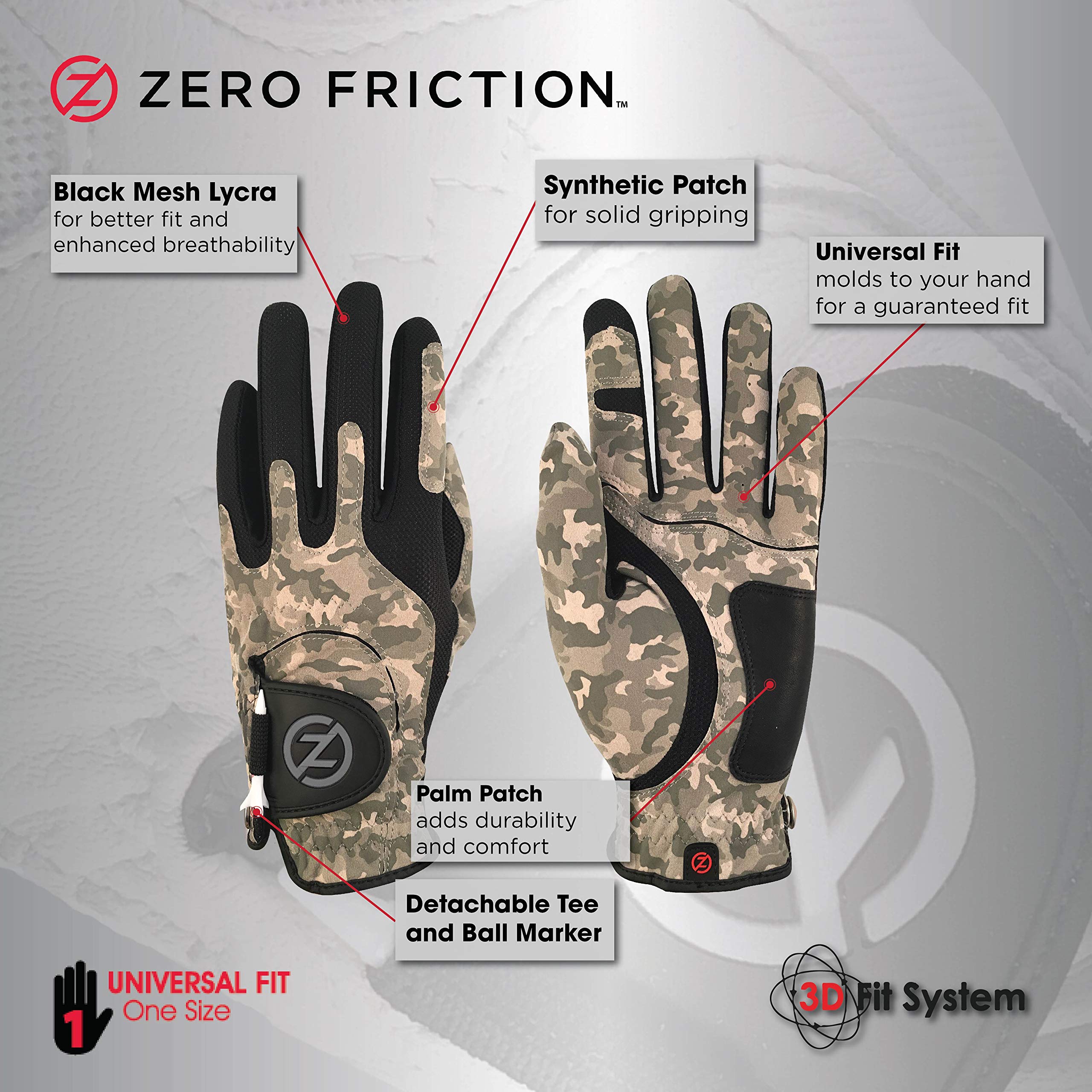 Zero Friction Performance Men'S Golf Glove, Left Hand, Combat Camo