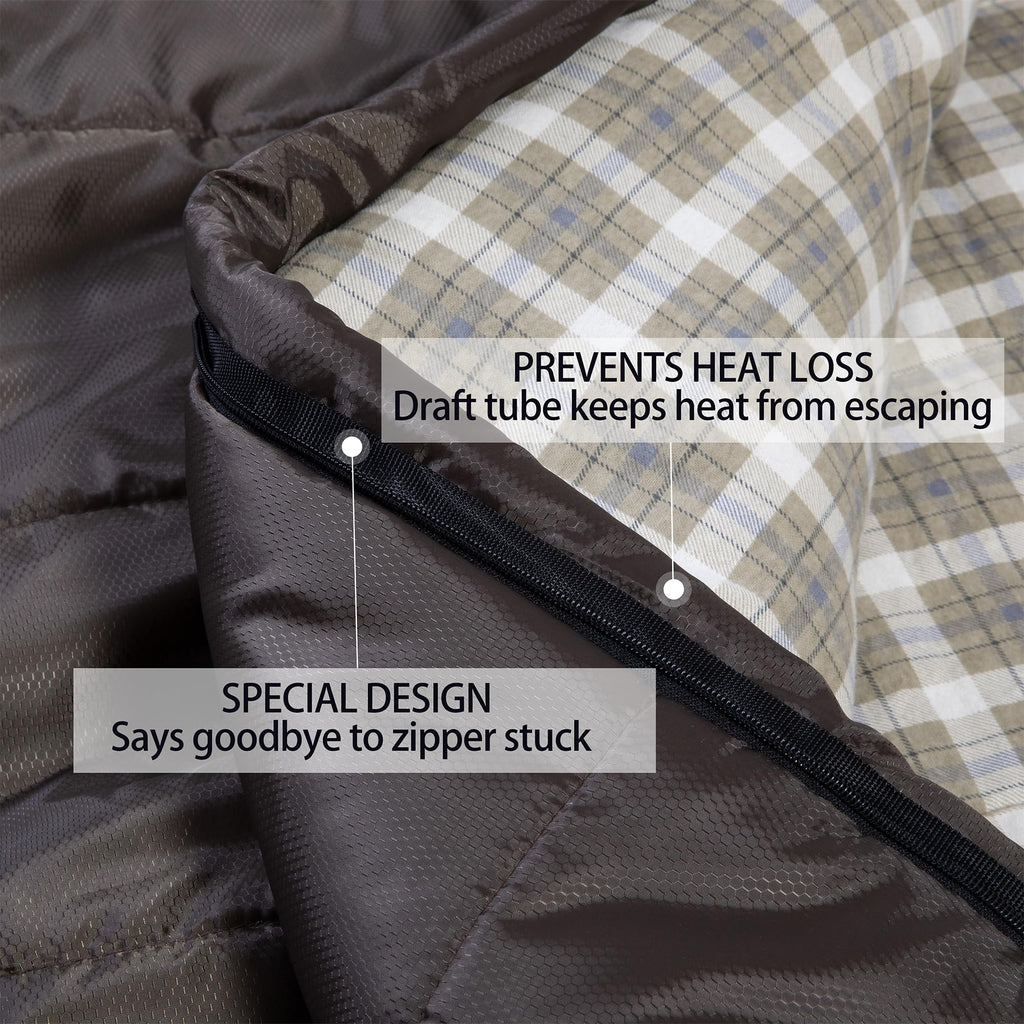 HiZYNICE Sleeping Bags for Adults Large Wide Cold Weather 0 Degree XL XXL Plus Size Oversized,Olive Brown Left Zip