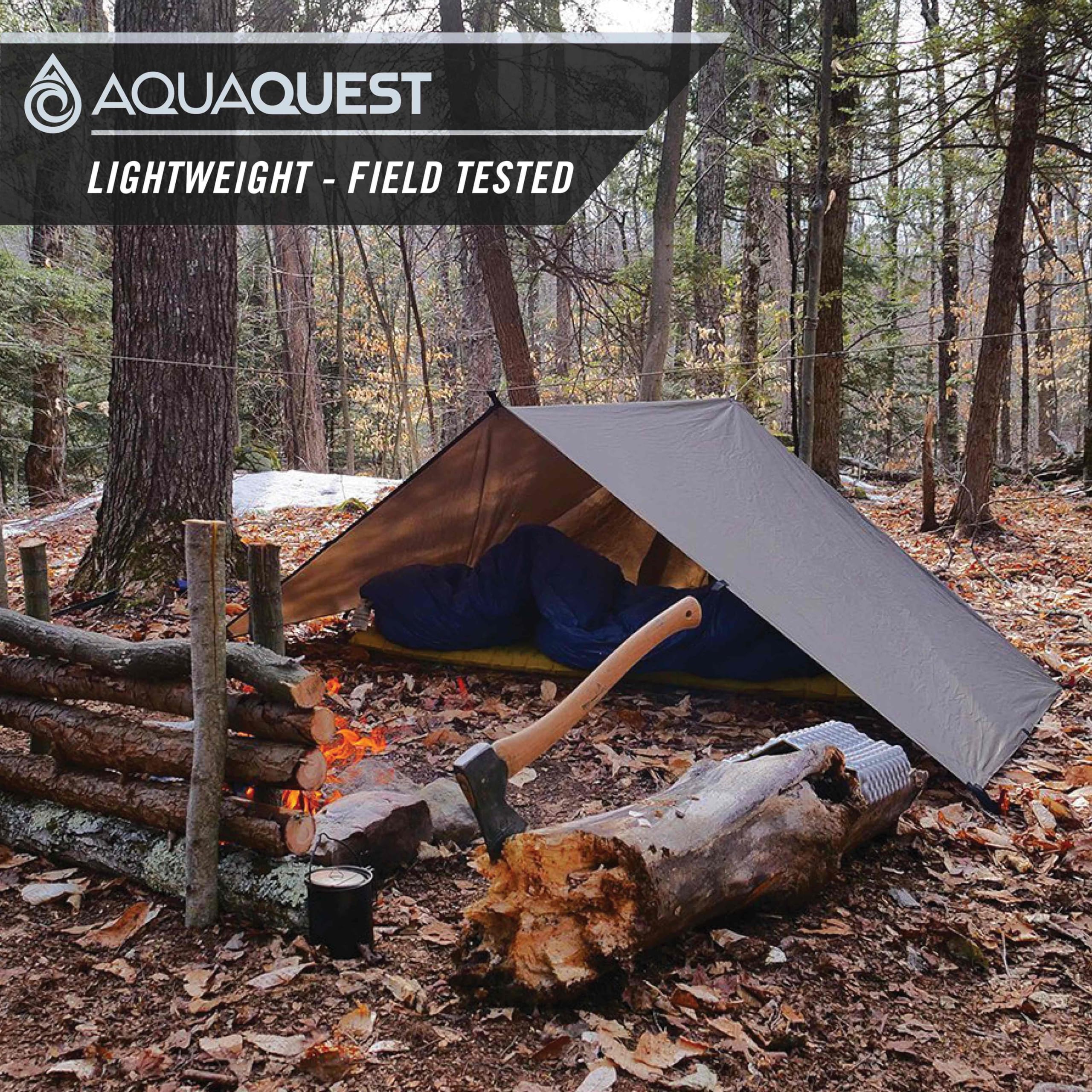 Aquaquest Defender Tarp - Heavy-Duty Waterproof (20,000 Mm) Seam-Taped Rain Fly For Camping, Bushcraft & Survival - 15  15 Olive